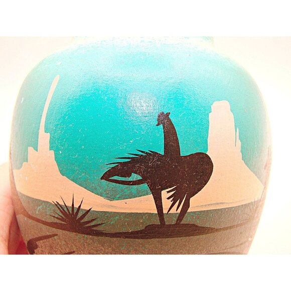 Binishtaa Navajo Native American Pottery Vase Artist Signed Hand Painted Art Jar - Picture 10 of 12